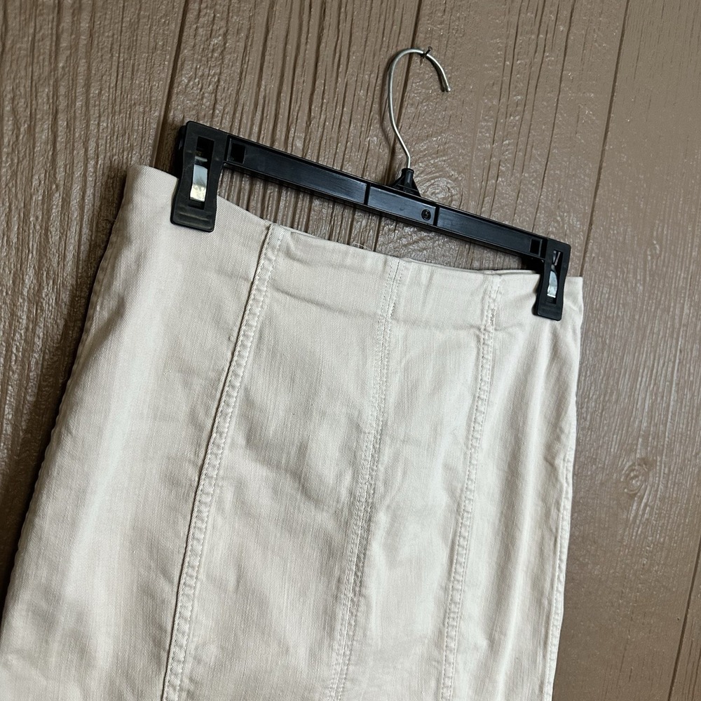 Free People Mini Skirt Sz 4 Modern Femme Ivory Denim Wash Stretch Pencil Slim - Picture 2 of 5